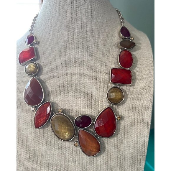 Premier Designs Sparkling Orange & Amber Necklace -- 16" - Picture 7 of 9